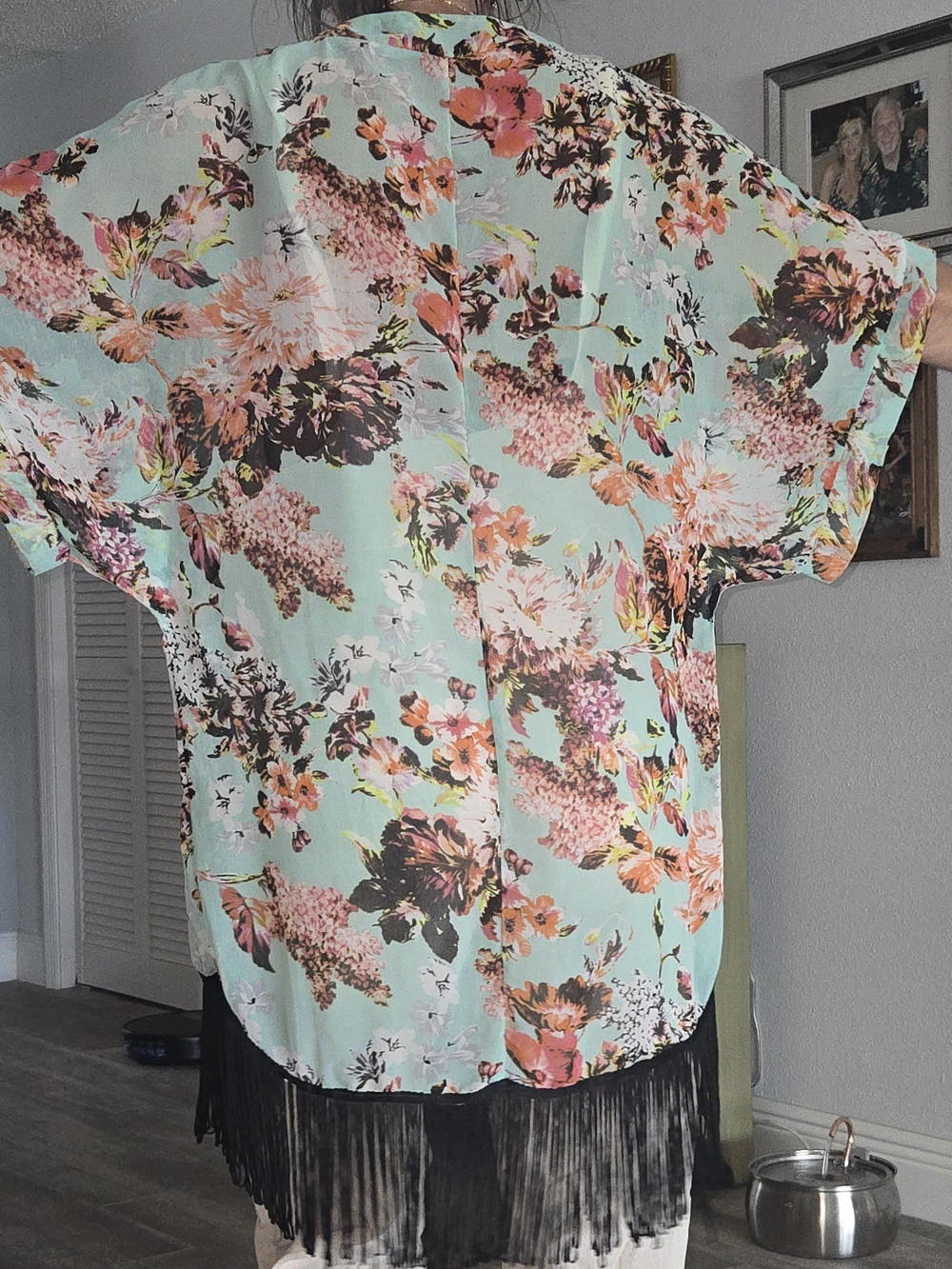 Floral Mint Short-Sleeve Kimono Top - Breathable Lightweight Layer